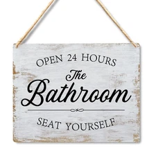 Wall Pediments Sign Please Seat Yourself Funny Bathroom Decor 10x8 Inches