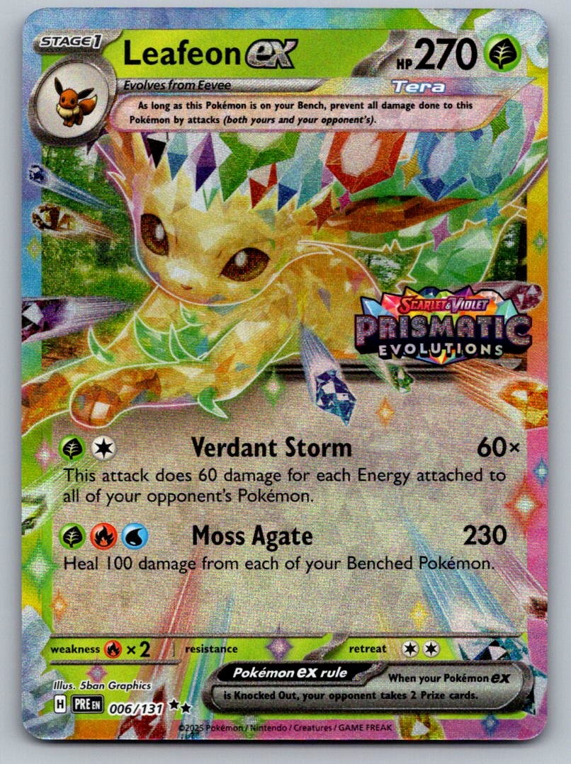 Leafeon ex (Prismatic Evolutions Stamp) 006/131 Holo Pokemon NM
