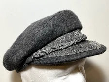 Aegean Grey Wool Greek Fisherman's Cap Made in Greece Captain Hat Sz 56-7 = US 7