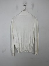 Polo Ralph Lauren Men's M White Pima Cotton Waffle Quarter Zip Sweater Used