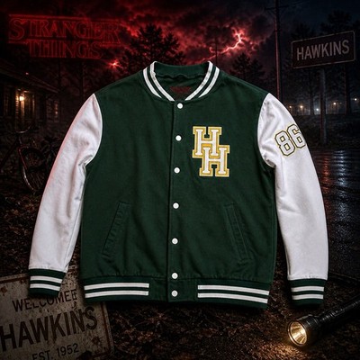   Official Stranger Things Hawkins High Tigers Varsity Jacket 1986 Large NEW
