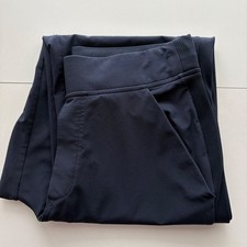 Athleta Navy Blue Brooklyn Ankle Pants Ribbed Trim Side Slits Womens 4