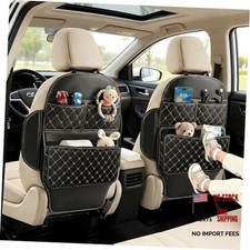 Seat Back Protectors for Kids Car Kick Mats with Large 30" 17" Black/Beige