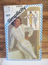 Simplicity Pattern 6269 Miss 2 Piece Dress Sleeve Var Size 14 Bust 36 Uncut New