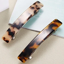 2PCS French Design Hair Barrette Tortoise Shell Celluloid Rectangle Hair Clips