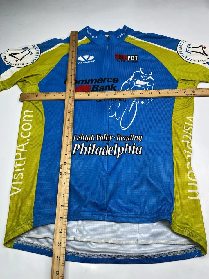 Camiseta deportiva Voler Cycling Philadelphia talla L bolsa bolsillos azul 1/4 cremallera Foto 2 de 4