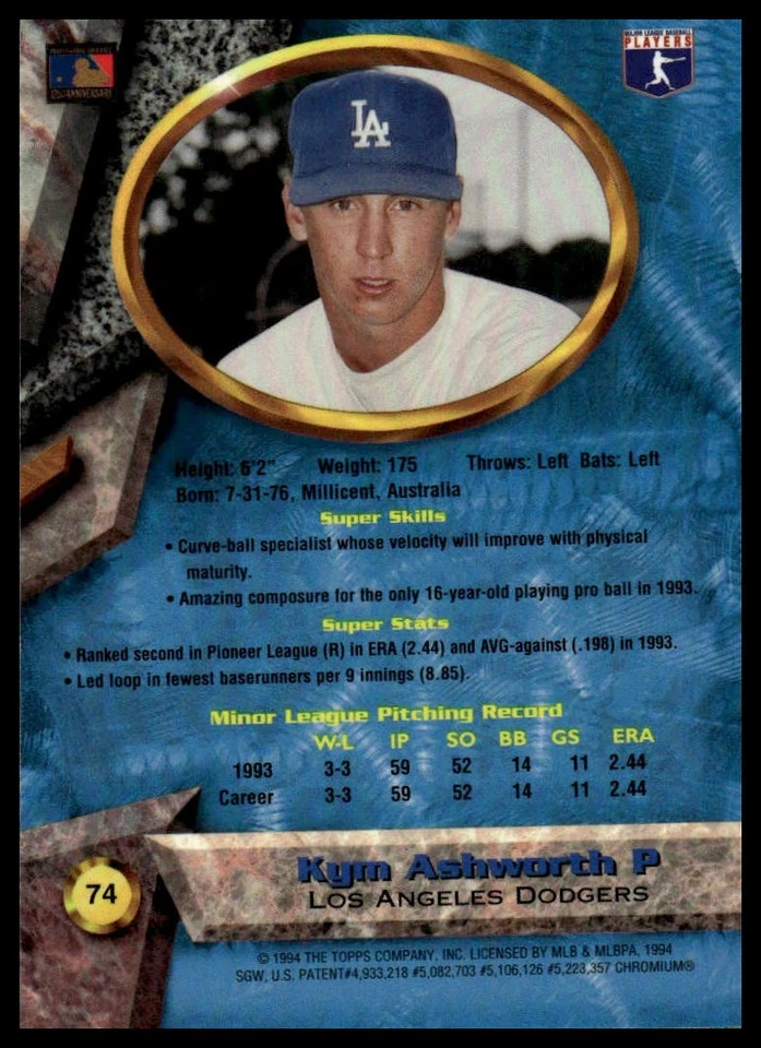1994 Bowman's Best #74 Kym Ashworth Refractors - Image 2 of 2