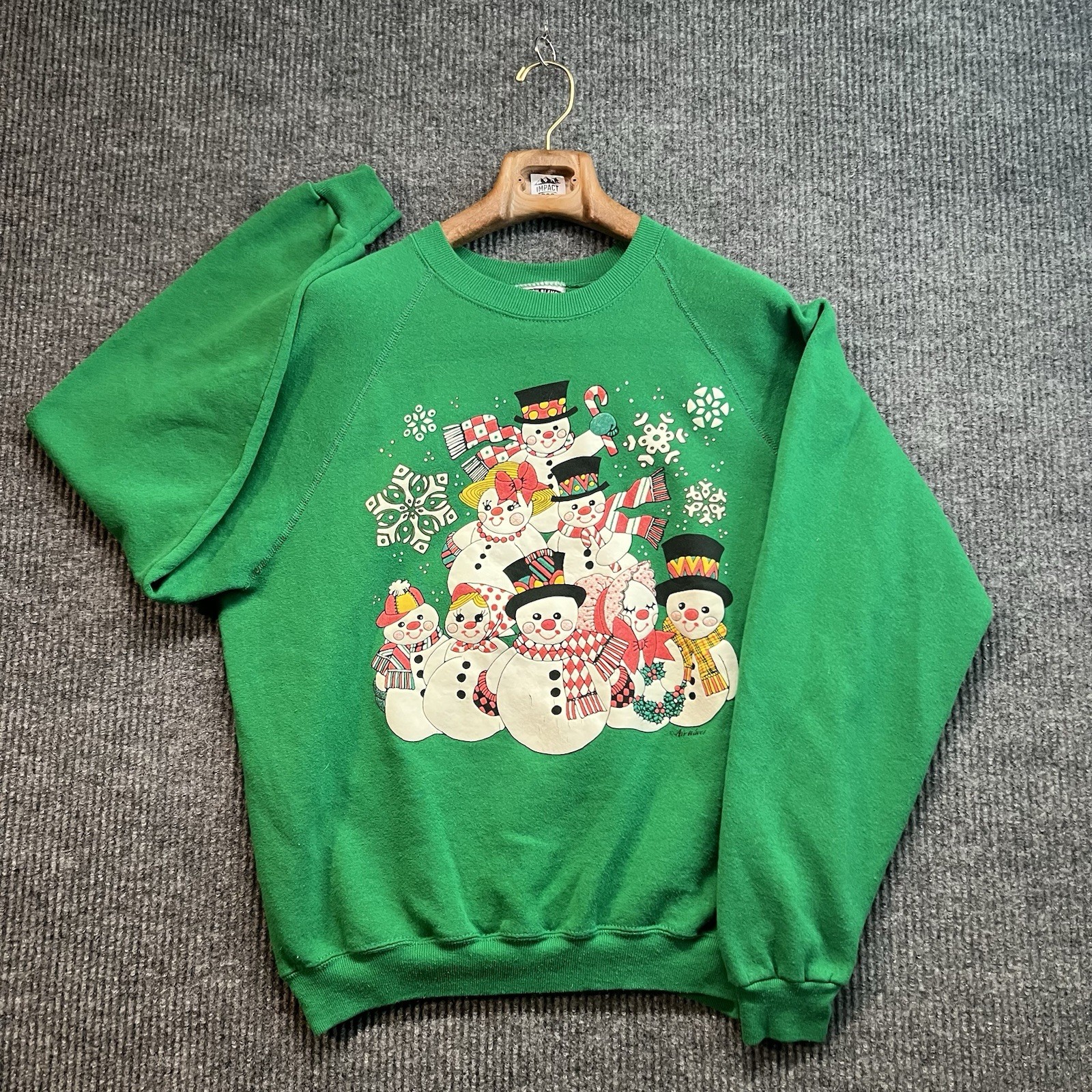 Christmas Sweatshirt Mens XL Green Lee Sport Long Sleeve Crewneck USA Vintage 90