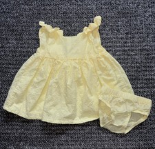 Oshkosh Baby Girl 3M Dress Set - Yellow Eyelet Sundress Bloomers 2pc Outfit