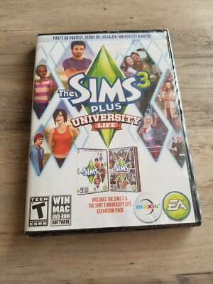 Sims 3 Plus University Life (Windows/Mac, 2013) Full Game with Expansion
