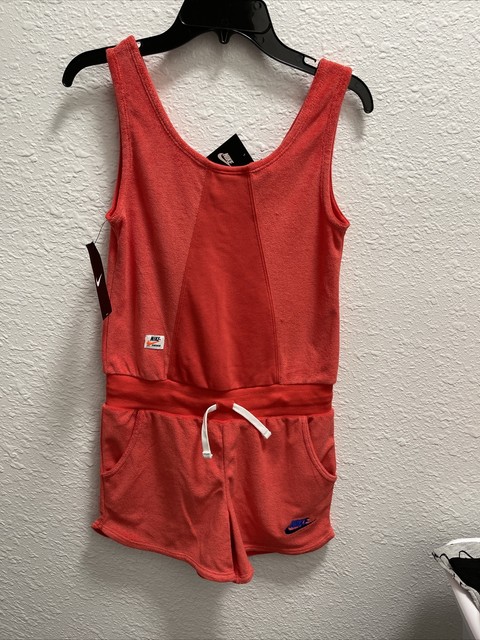 Nike Swoosh Girls Summer Outfit Sleeveless Coral Romper Size Large Cj7543 631 For Sale Online Ebay