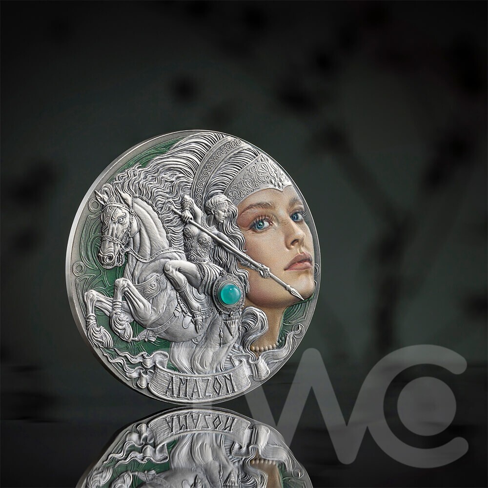 Amazon Femina Bellator 2 oz Antique finish Silver Coin CFA Cameroon 2024-image