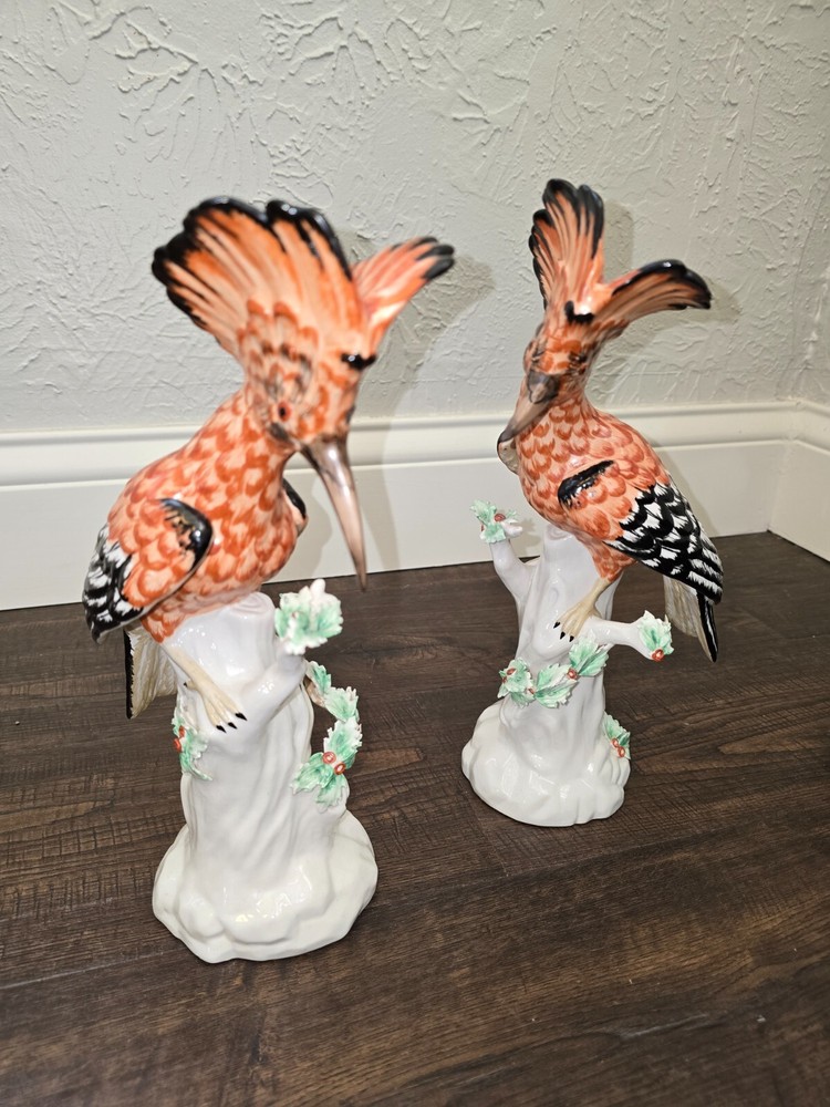 Mottahedeh African Hoopoe Bird Figurines Made in Italy Upupe Vintage Decor