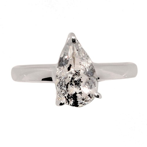 Anello Herkimer sfaccettato naturale diamante - USA 925 argento gioielli s.6 CR70196
