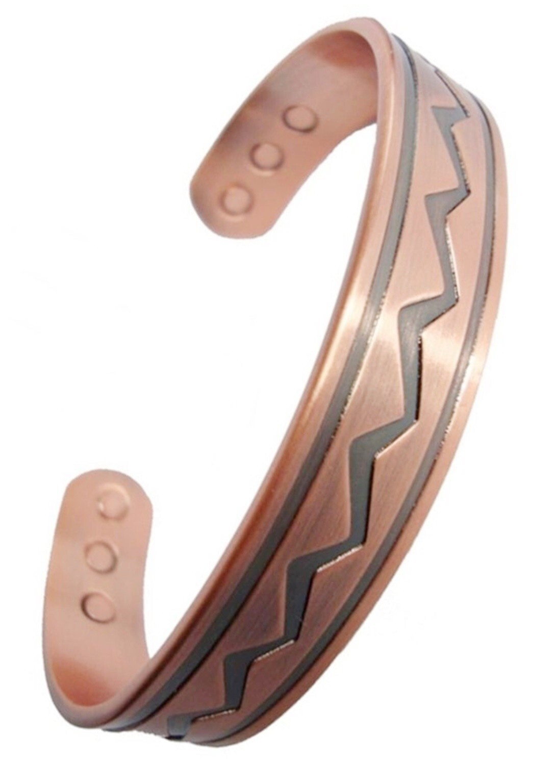 Mens or Womens Magnetic Bracelet Magnet Zigzag Design Copper Therapy Bangle