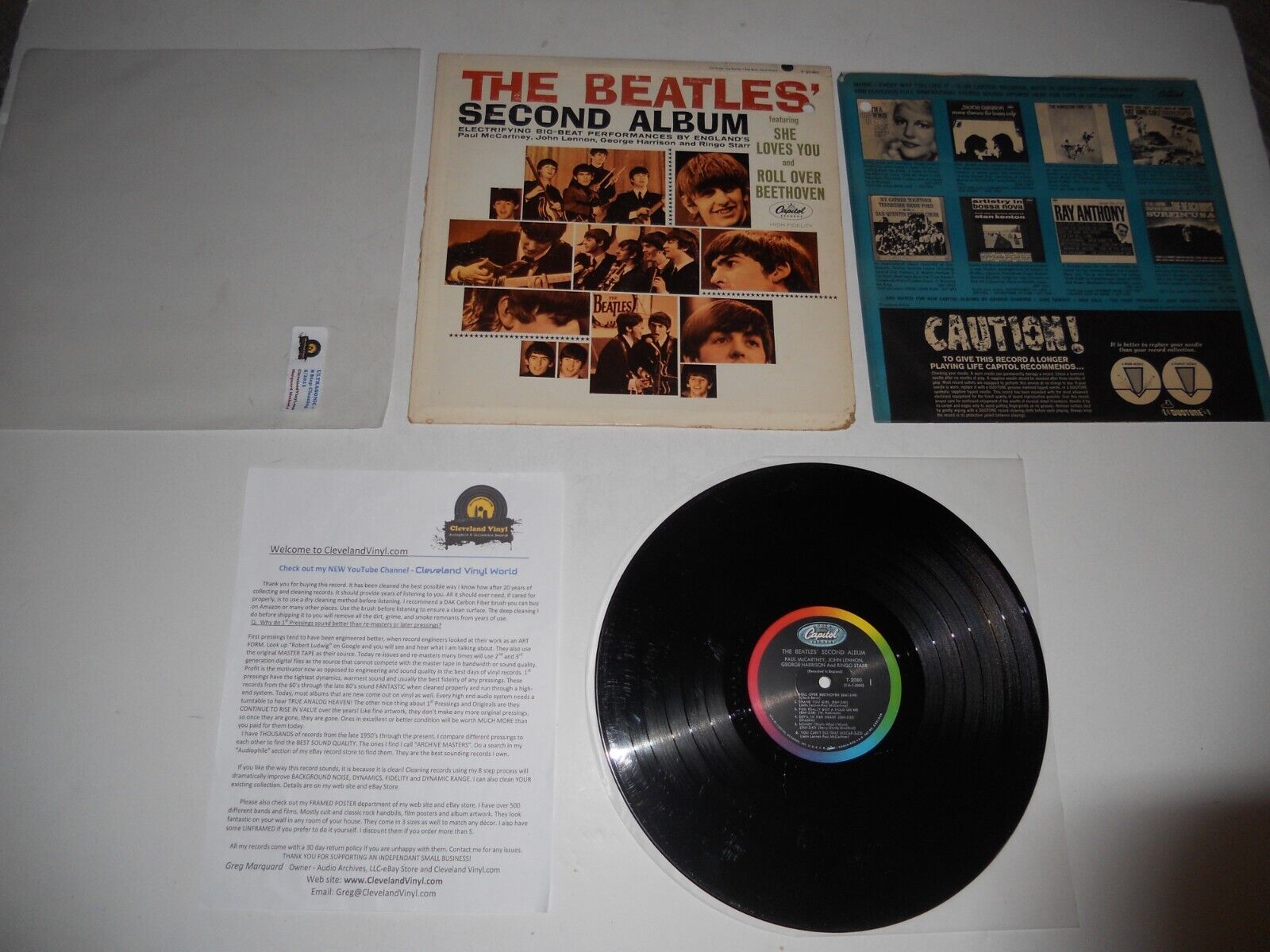 Beatles Second Album USA Analog '64 VG Early Press MONO T-2080 Ultrasonic CLEAN