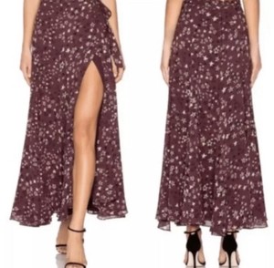 House of Harlow x Revolve Star Burgundy Wine Chiffon Wrap Maxi Skirt Fairy XS