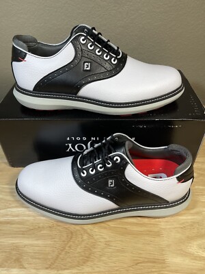 NEW FootJoy Traditions Spikeless Golf Shoes Sz White Black