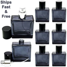 30ml 1oz blue empty glass perfume square spray bottles silver atomizer