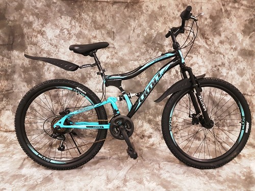 24 Zoll MTB Vollgefedert 21-Gang Shimano mit Scheibenbremsen 2459-Schwarz-Blau - Bild 7 von 10