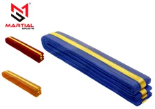 Martial Sports Double Wrap Gold Striped Belts for Karate/Taekwondo Free Shipping