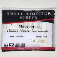 Simple Projector Screen, Portable, Mdbebbron Scale: 16:9 120 Inches NEW