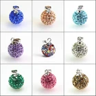 10mm Sparkle CZ Crystal Round Disco Ball Sliver Pendant for Necklace