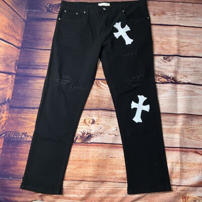 Refinery Republic Denim Design Jeans Men 40X32 Black Distressed