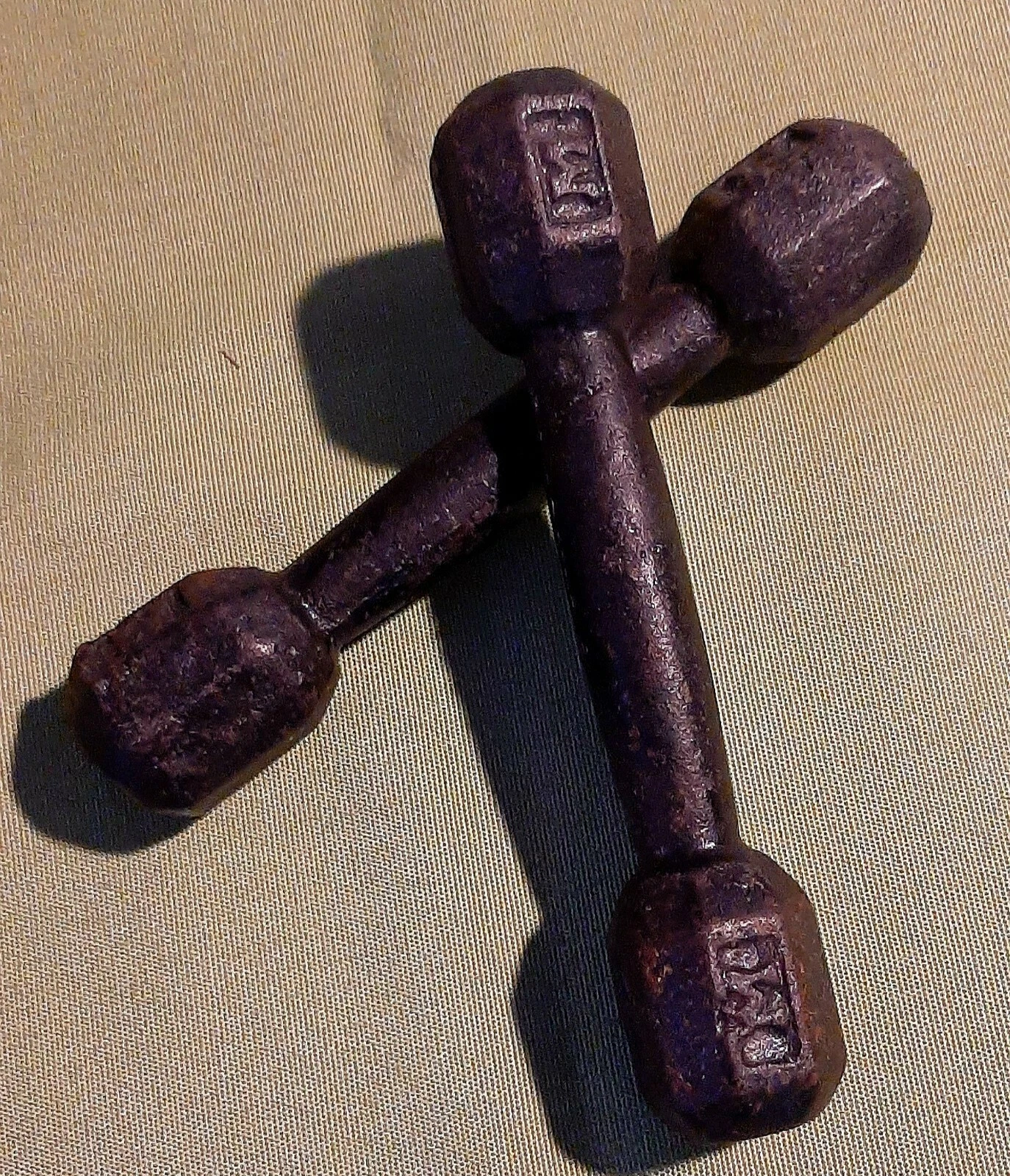 Vintage Cast Iron Dumbbell 1 Pound Weights "M" 1 Lb Weight