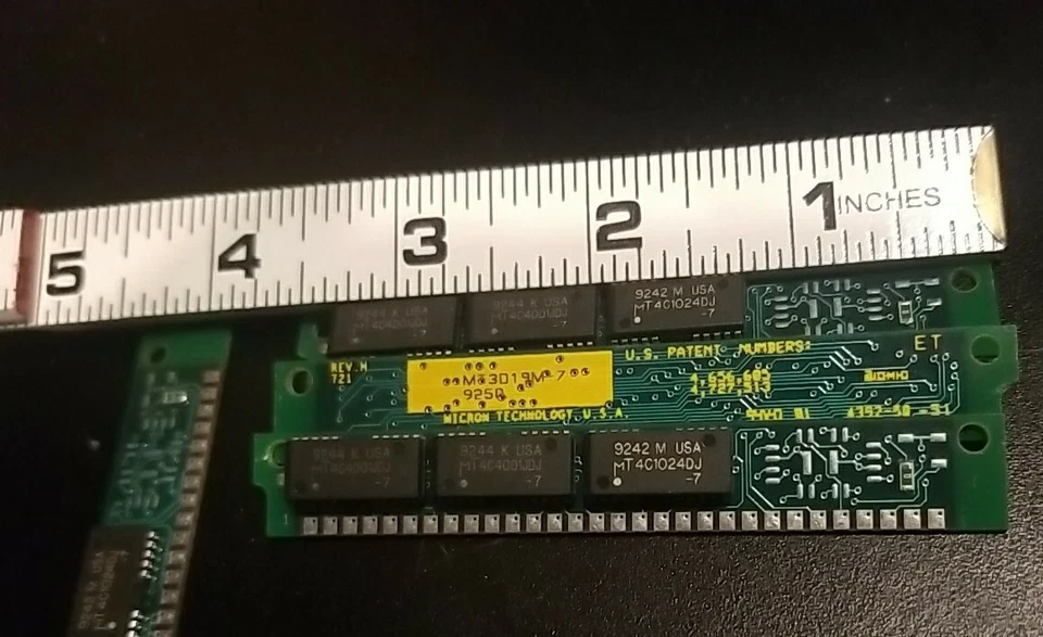 USA Made Vintage Micron Technology MT3D19M-7 30pin SIMM Fast Page DRAM Module  - Image 2 of 4