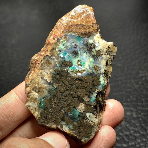 Losa de Crisocola Pluma Multicolor 62x39x6mm Alta Calidad 130,5 ct SIN PULIR - Imagen 2 de 8