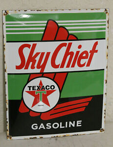 EMBOSSED 12/"X 8/" METAL SIGN 30x20cm GARAGE// MAN CAVE TEXACO SKY CHIEF GASOLINE