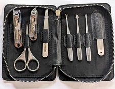 BREED Mans Manicure Grooming Kit  8 Piece Stainless Steel Set High Quality