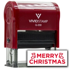 Vivid Stamp Merry Christmas Self Inking Rubber Stamp