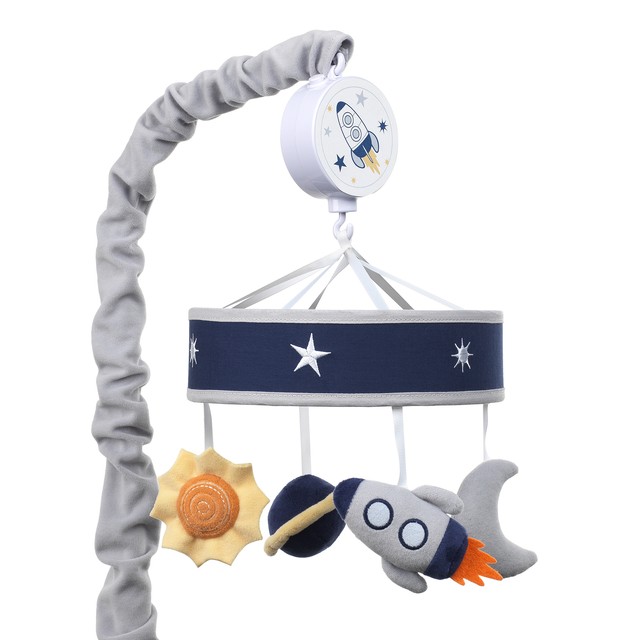 Lambs Ivy Milky Way Musical Baby Crib Mobile Blue Gray Modern