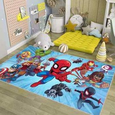 Tappeto Spiderman, Tappeto Cameretta Bambini, Tappeto per Soggiorno, Zona Tappeto Antiscivolo, Bambini