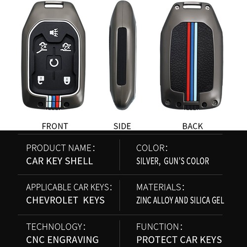 Metal Remote Key Case Fob Cover For GMC Yukon Sierra Acadia Terrain Chevy Tahoe - Picture 9 of 13