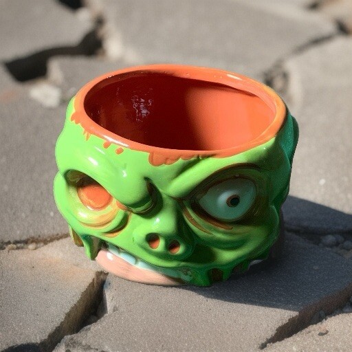 2014 Think Geek Ceramic Green Zombie Monster Halloween Bowl Candy
