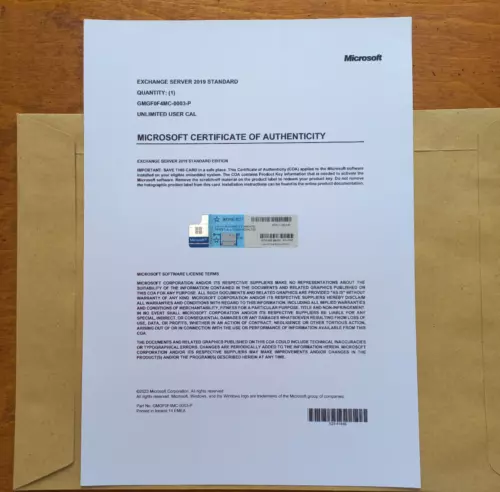 Microsoft Exchange Server 2019 STANDARD w Retail Unlmtd CALs GMGF0F4MC Authentic