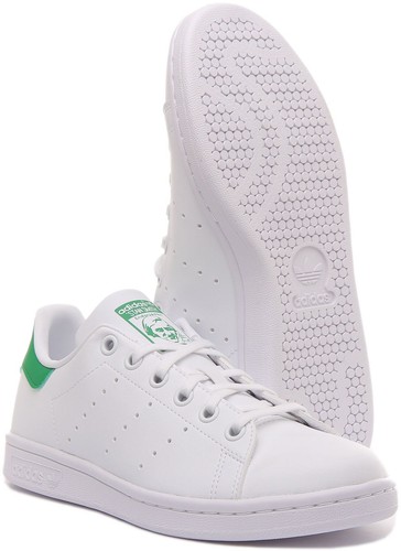 ADIDAS Junior Stan Smith Clásico Tenis Unisex Zapatos en Blanco Verde Ru 3-6 - Imagen 5 de 6