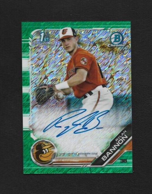 2019 Bowman Rylan Bannon Chrome Green Shimmer Refractor Auto 37/99 CPA-RB