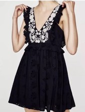 New Zara Navy Flower Dress Size Large