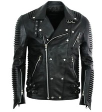 Men s Black Biker Leather Jacket Heavy-Duty Zipper Style motorcycle jacket