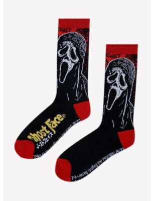 Scream Ghost Face Red Drip Crew Socks