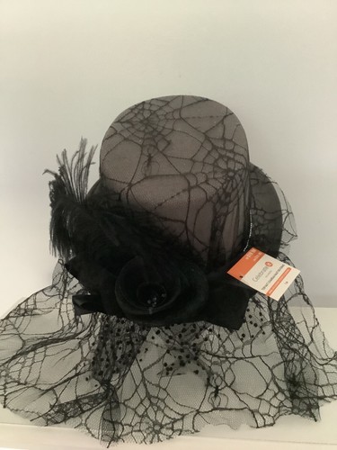 CELEBRATE IT Halloween Costume Accessories Top Hat w Black Spider Web Lace 🕷️ - Picture 2 of 6