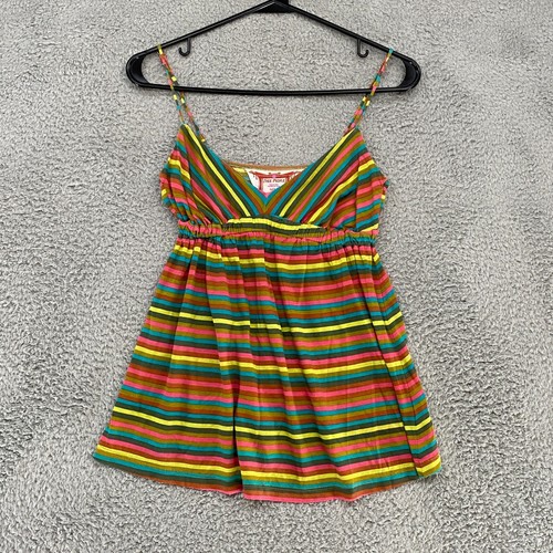 Free People Y2K Tank Womens Medium Babydoll Colorful Made in Peru Boho