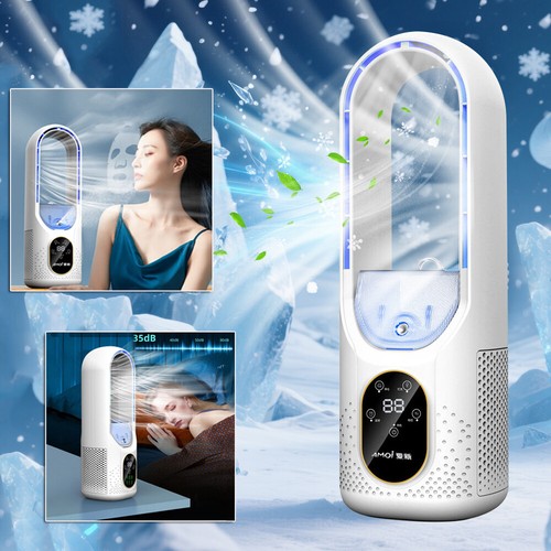 Portable Air Conditioner Tower Fan with Humidifier 6 Speeds Bladeless Quiet Fan