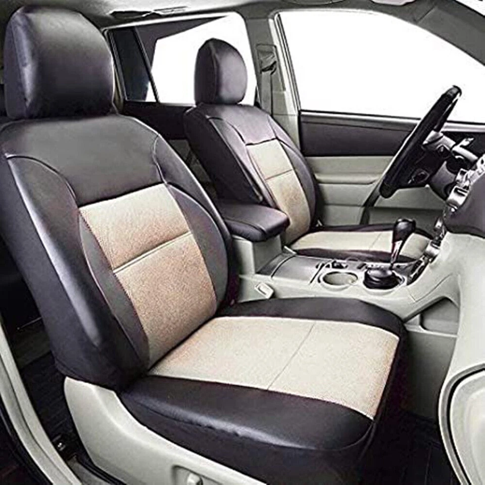 Seat Covers Full Set Front Rear PU Leather Protector For 5-Seats Car SUV Truck - Image 4 of 4