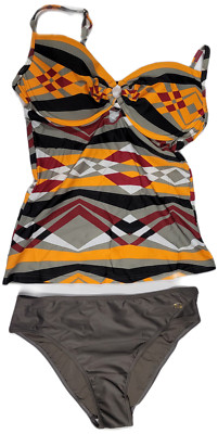 Naturana Frauen Bademode Damen Tankini taupe-orange-rot Cup C Gr.  36,38,40,46