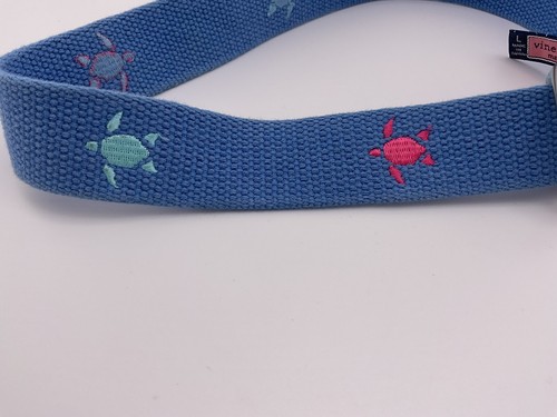 Vineyard Vines Youth Embroidered Turtle Belt Size L - D Ring Cotton - Picture 3 of 6
